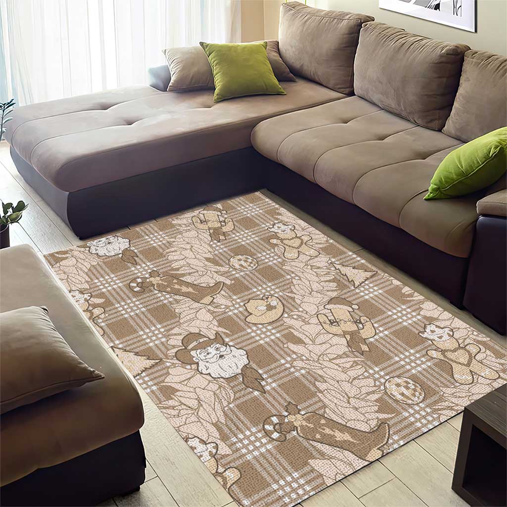 Khaki Palaka Hawaii Cowboy Christmas Area Rug Paniolo Mix Maile Lei LT7 - Polynesian Pride