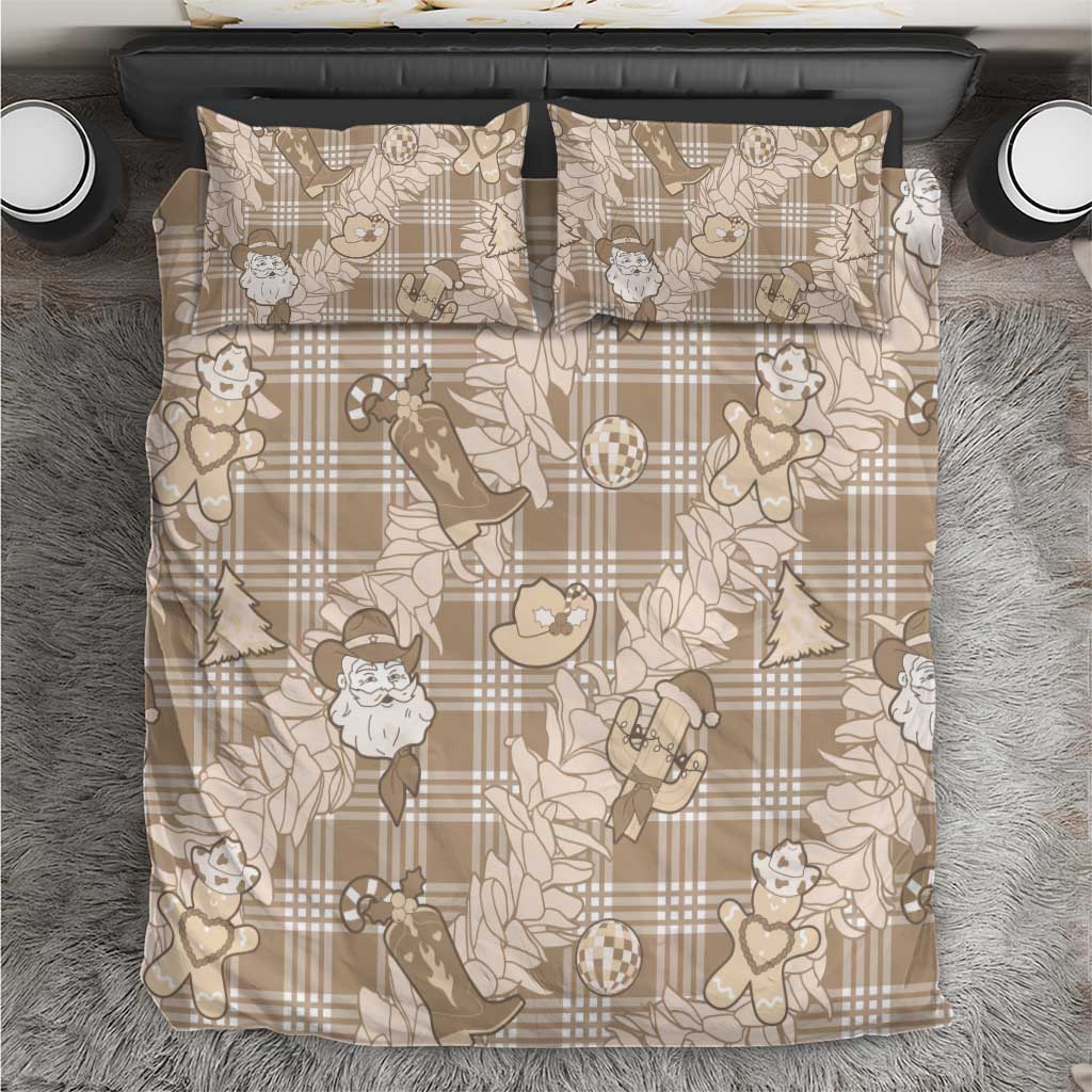Khaki Palaka Hawaii Cowboy Christmas Bedding Set Paniolo Mix Maile Lei - Polynesian Pride