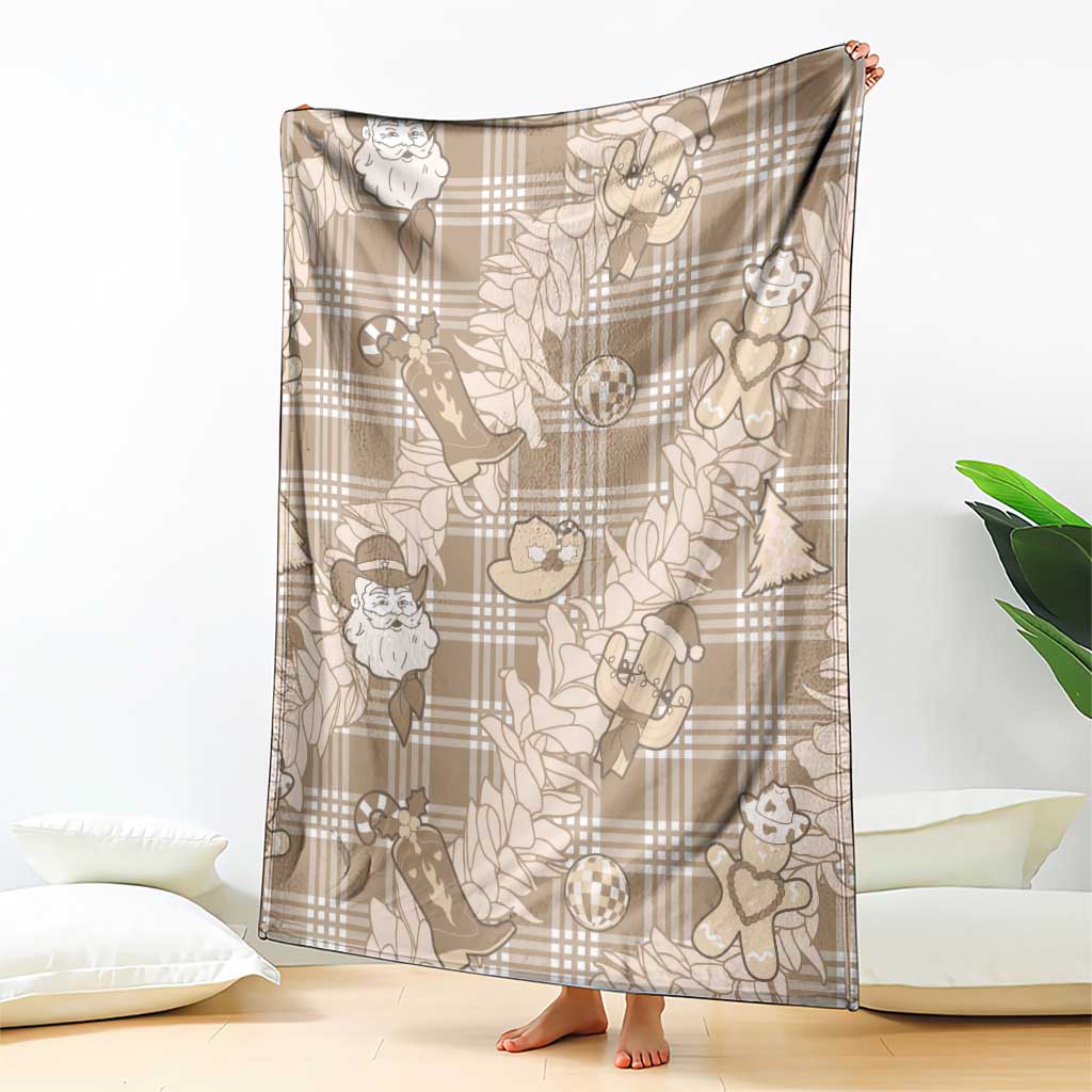 Khaki Palaka Hawaii Cowboy Christmas Blanket Paniolo Mix Maile Lei - Polynesian Pride
