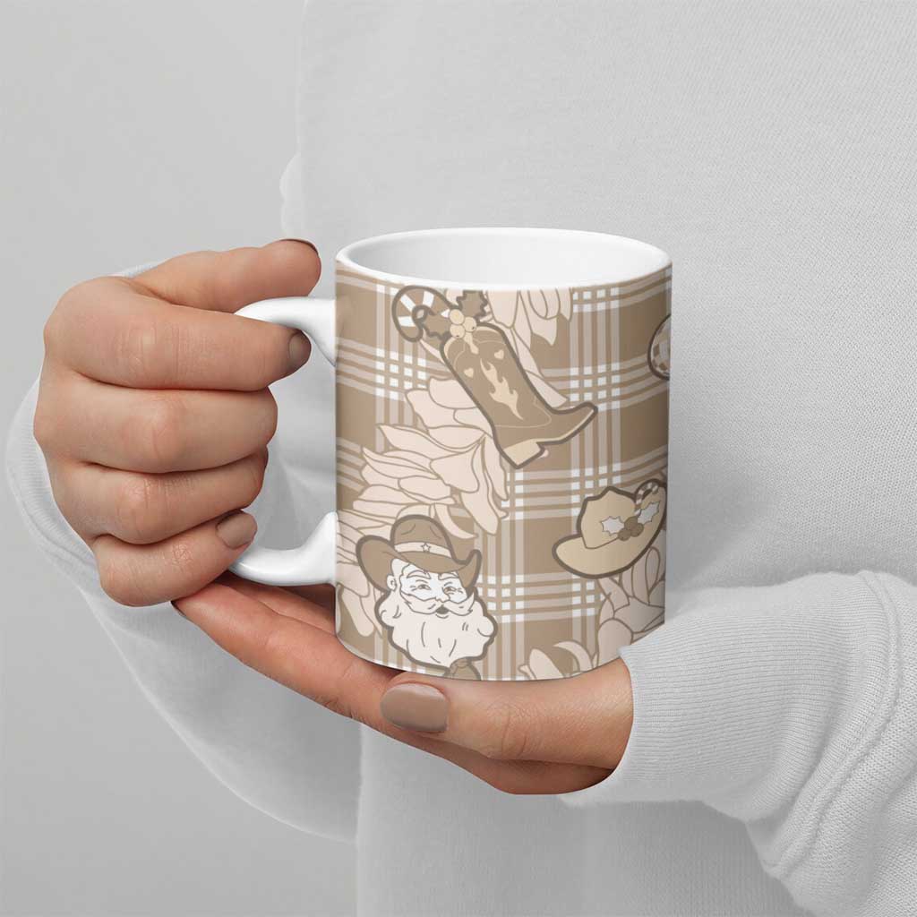 Khaki Palaka Hawaii Cowboy Christmas Ceramic Mug Paniolo Mix Maile Lei - Polynesian Pride