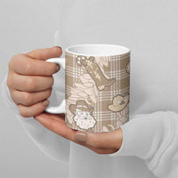 Khaki Palaka Hawaii Cowboy Christmas Ceramic Mug Paniolo Mix Maile Lei - Polynesian Pride