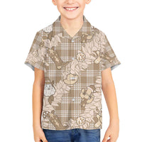 Khaki Palaka Hawaii Cowboy Christmas Family Matching Long Sleeve Bodycon Dress and Hawaiian Shirt Paniolo Mix Maile Lei LT7 Son's Shirt Beige - Polynesian Pride