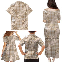 Khaki Palaka Hawaii Cowboy Christmas Family Matching Puletasi and Hawaiian Shirt Paniolo Mix Maile Lei LT7 - Polynesian Pride