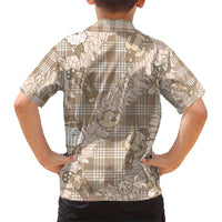 Khaki Palaka Hawaii Cowboy Christmas Family Matching Short Sleeve Bodycon Dress and Hawaiian Shirt Paniolo Mix Maile Lei LT7 - Polynesian Pride