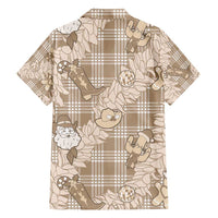 Khaki Palaka Hawaii Cowboy Christmas Family Matching Short Sleeve Bodycon Dress and Hawaiian Shirt Paniolo Mix Maile Lei LT7 - Polynesian Pride