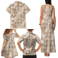 Khaki Palaka Hawaii Cowboy Christmas Family Matching Tank Maxi Dress and Hawaiian Shirt Paniolo Mix Maile Lei LT7 - Polynesian Pride