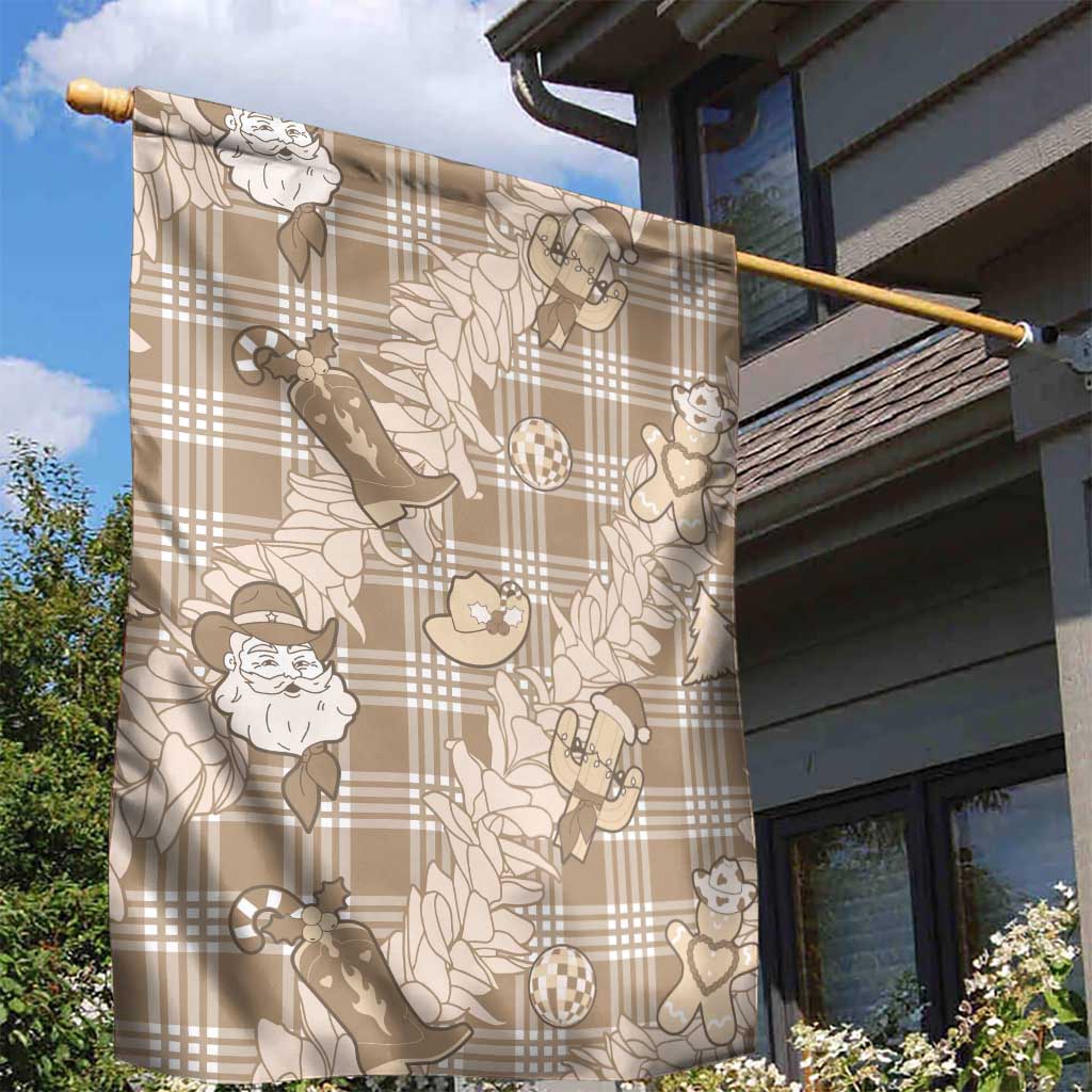 Khaki Palaka Hawaii Cowboy Christmas Garden Flag Paniolo Mix Maile Lei - Polynesian Pride