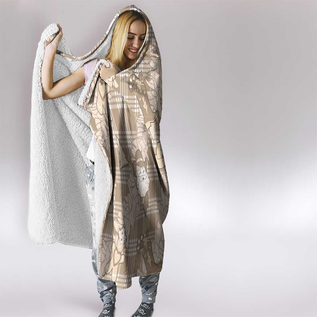 Khaki Palaka Hawaii Cowboy Christmas Hooded Blanket Paniolo Mix Maile Lei - Polynesian Pride