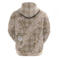 Khaki Palaka Hawaii Cowboy Christmas Hoodie Paniolo Mix Maile Lei - Polynesian Pride