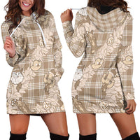 Khaki Palaka Hawaii Cowboy Christmas Hoodie Dress Paniolo Mix Maile Lei - Polynesian Pride