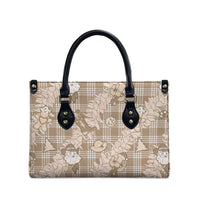 Khaki Palaka Hawaii Cowboy Christmas Leather Bag Paniolo Mix Maile Lei - Polynesian Pride