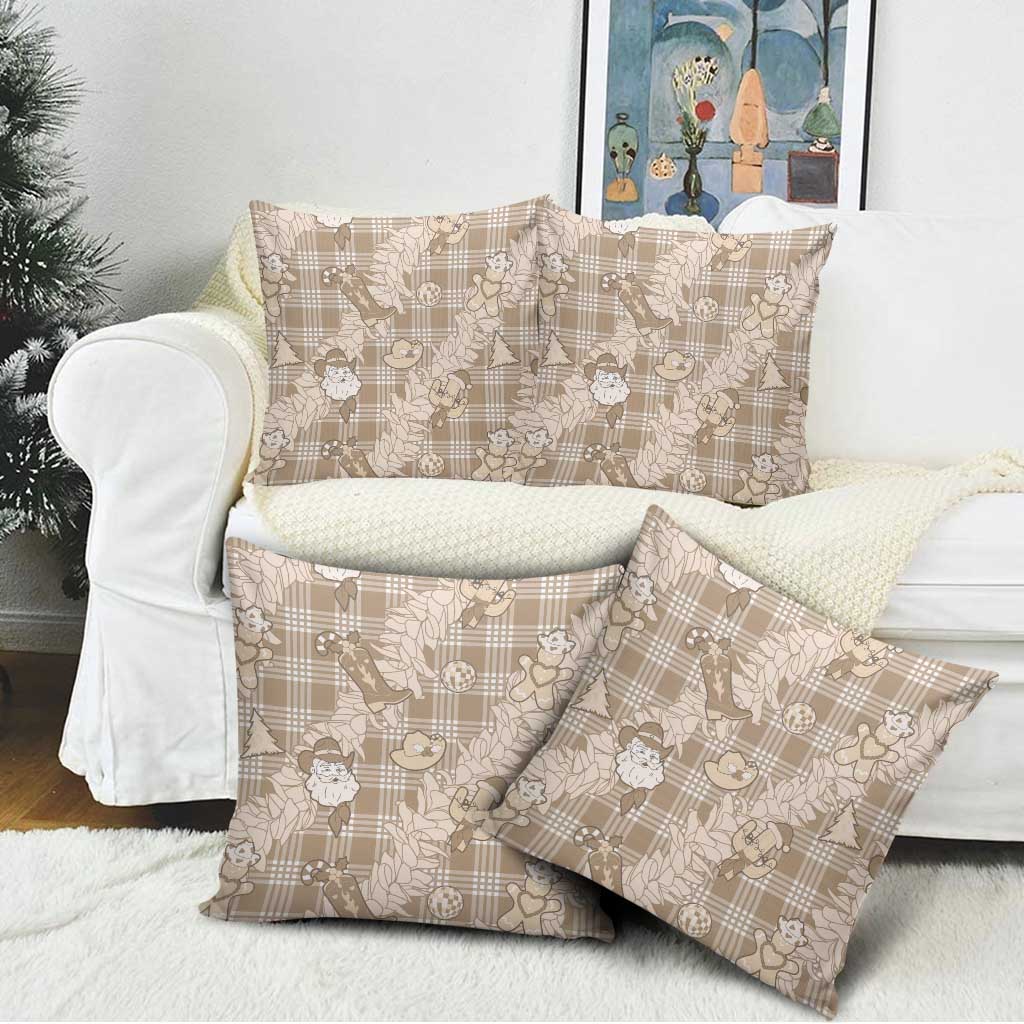 Khaki Palaka Hawaii Cowboy Christmas Pillow Cover Paniolo Mix Maile Lei - Polynesian Pride