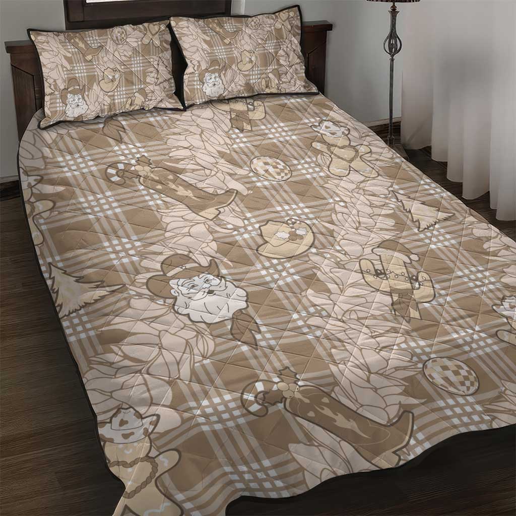 Khaki Palaka Hawaii Cowboy Christmas Quilt Bed Set Paniolo Mix Maile Lei - Polynesian Pride