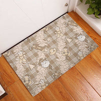 Khaki Palaka Hawaii Cowboy Christmas Rubber Doormat Paniolo Mix Maile Lei LT7 - Polynesian Pride
