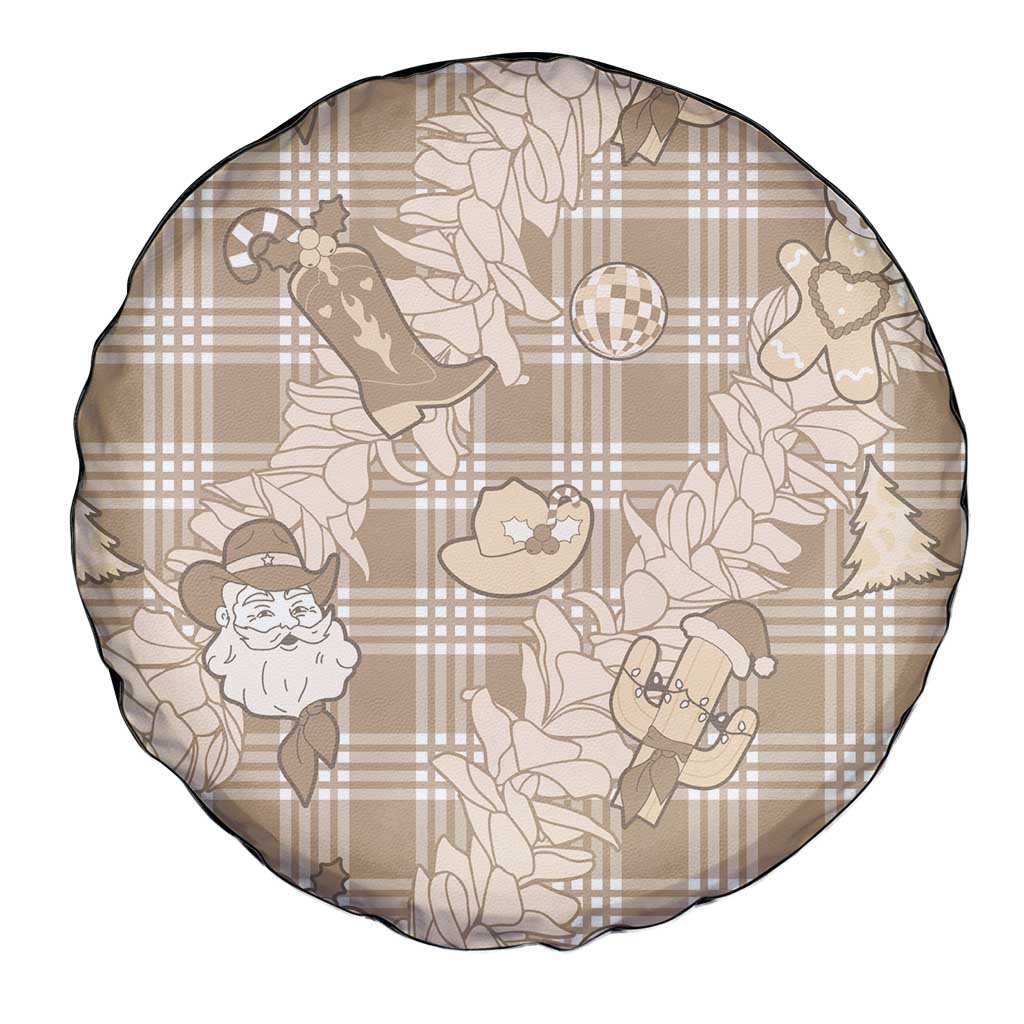 Khaki Palaka Hawaii Cowboy Christmas Spare Tire Cover Paniolo Mix Maile Lei LT7 - Polynesian Pride