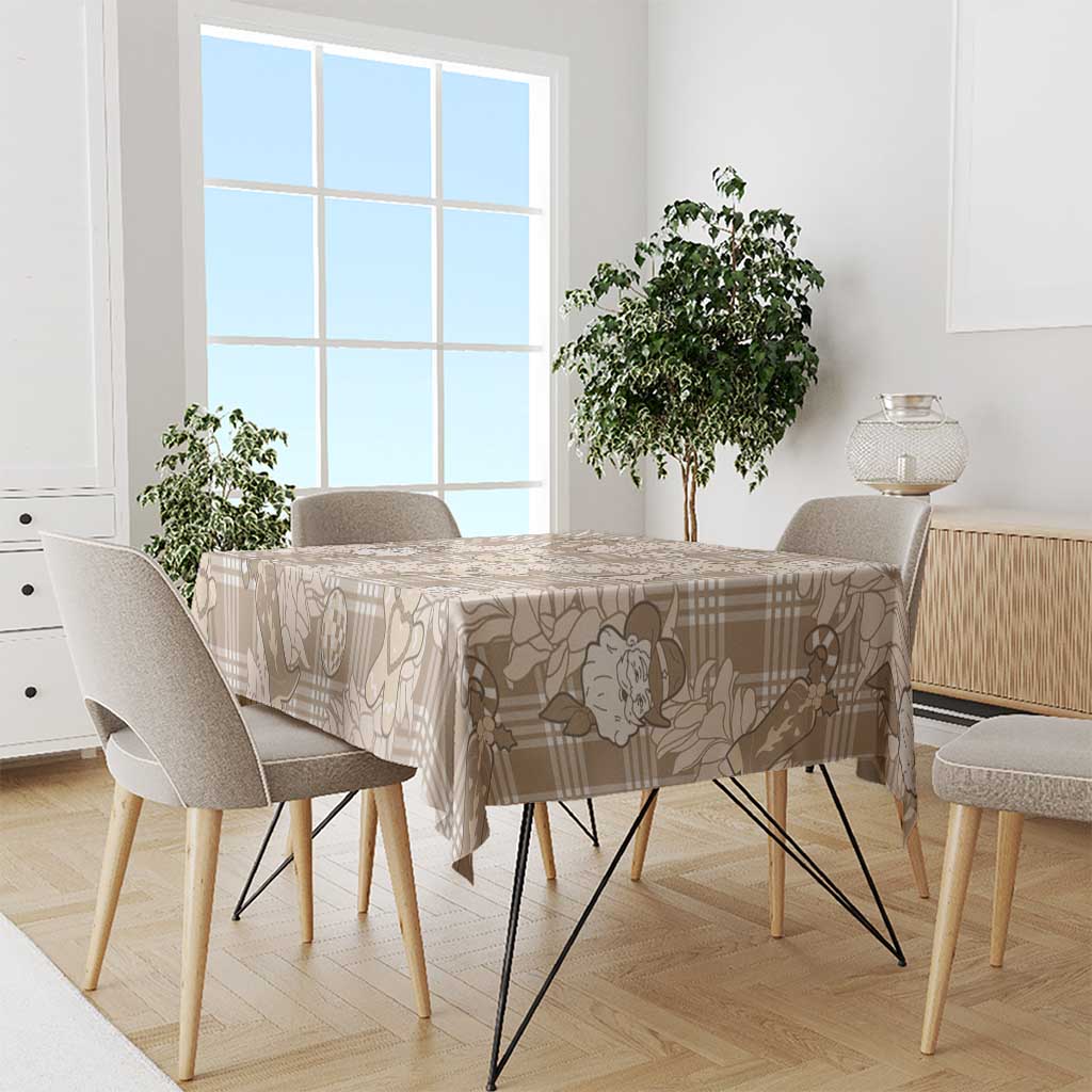 Khaki Palaka Hawaii Cowboy Christmas Tablecloth Paniolo Mix Maile Lei - Polynesian Pride