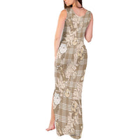 Khaki Palaka Hawaii Cowboy Christmas Tank Maxi Dress Paniolo Mix Maile Lei LT7 - Polynesian Pride