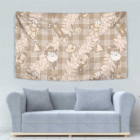Khaki Palaka Hawaii Cowboy Christmas Tapestry Paniolo Mix Maile Lei LT7 - Polynesian Pride