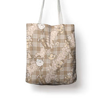 Khaki Palaka Hawaii Cowboy Christmas Tote Bag Paniolo Mix Maile Lei - Polynesian Pride