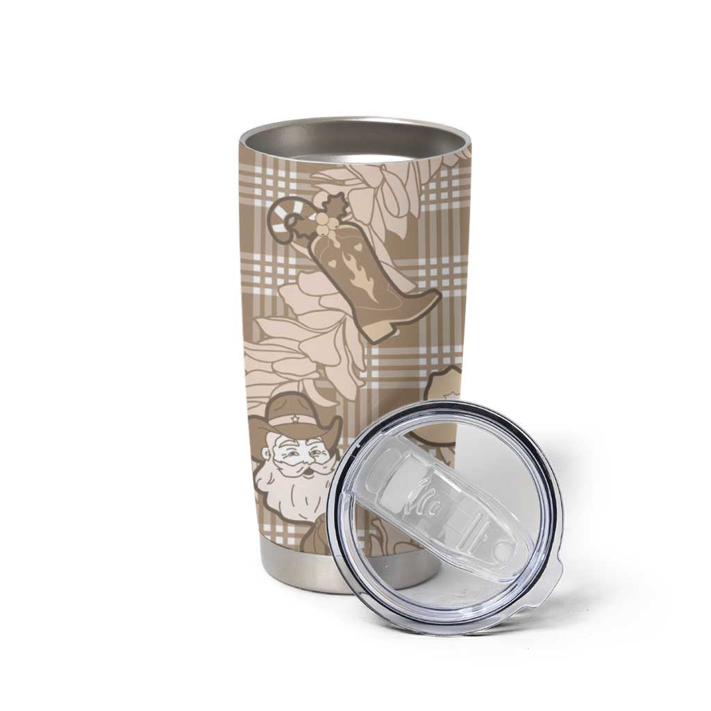Khaki Palaka Hawaii Cowboy Christmas Tumbler Cup Paniolo Mix Maile Lei - Polynesian Pride