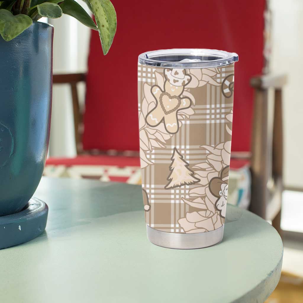 Khaki Palaka Hawaii Cowboy Christmas Tumbler Cup Paniolo Mix Maile Lei - Polynesian Pride