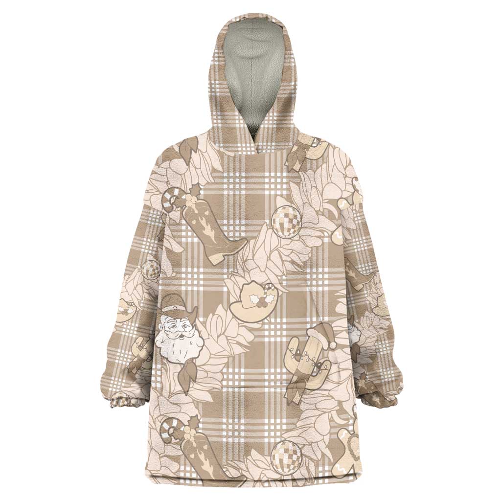 Khaki Palaka Hawaii Cowboy Christmas Wearable Blanket Hoodie Paniolo Mix Maile Lei - Polynesian Pride