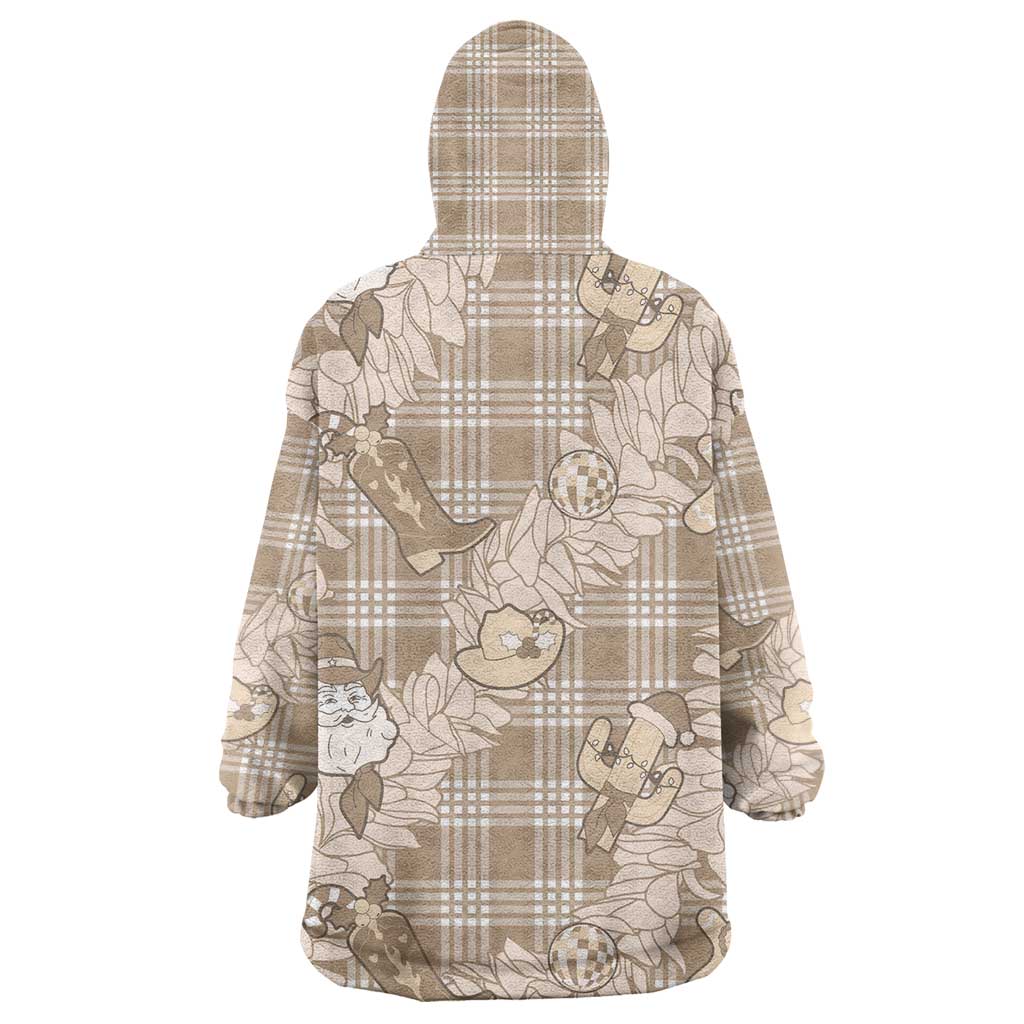 Khaki Palaka Hawaii Cowboy Christmas Wearable Blanket Hoodie Paniolo Mix Maile Lei - Polynesian Pride