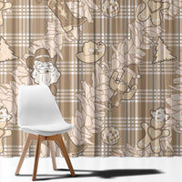 Khaki Palaka Hawaii Cowboy Christmas Window Curtain Paniolo Mix Maile Lei - Polynesian Pride