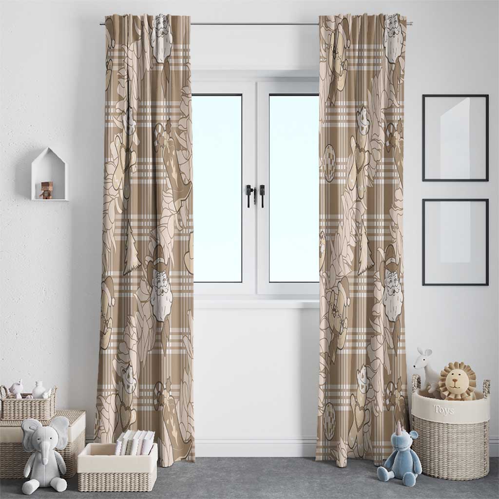 Khaki Palaka Hawaii Cowboy Christmas Window Curtain Paniolo Mix Maile Lei - Polynesian Pride