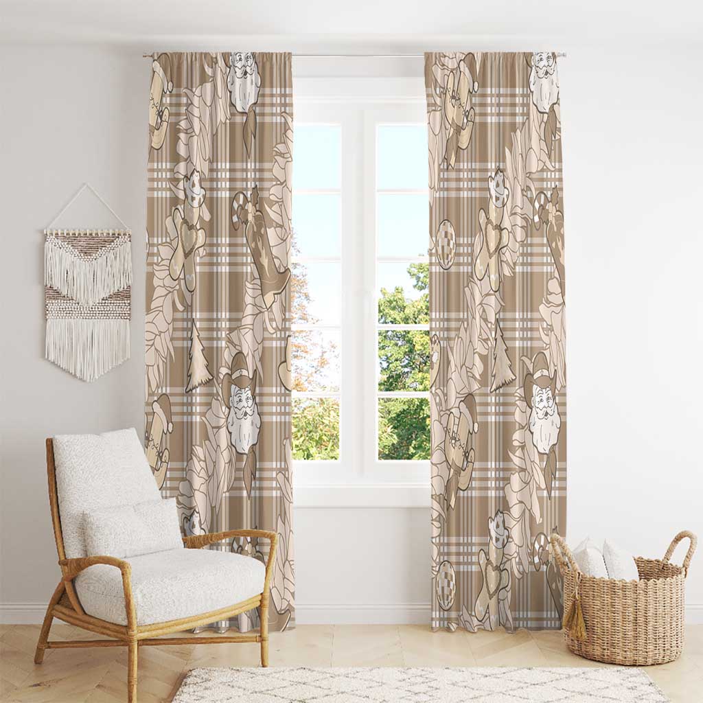 Khaki Palaka Hawaii Cowboy Christmas Window Curtain Paniolo Mix Maile Lei - Polynesian Pride