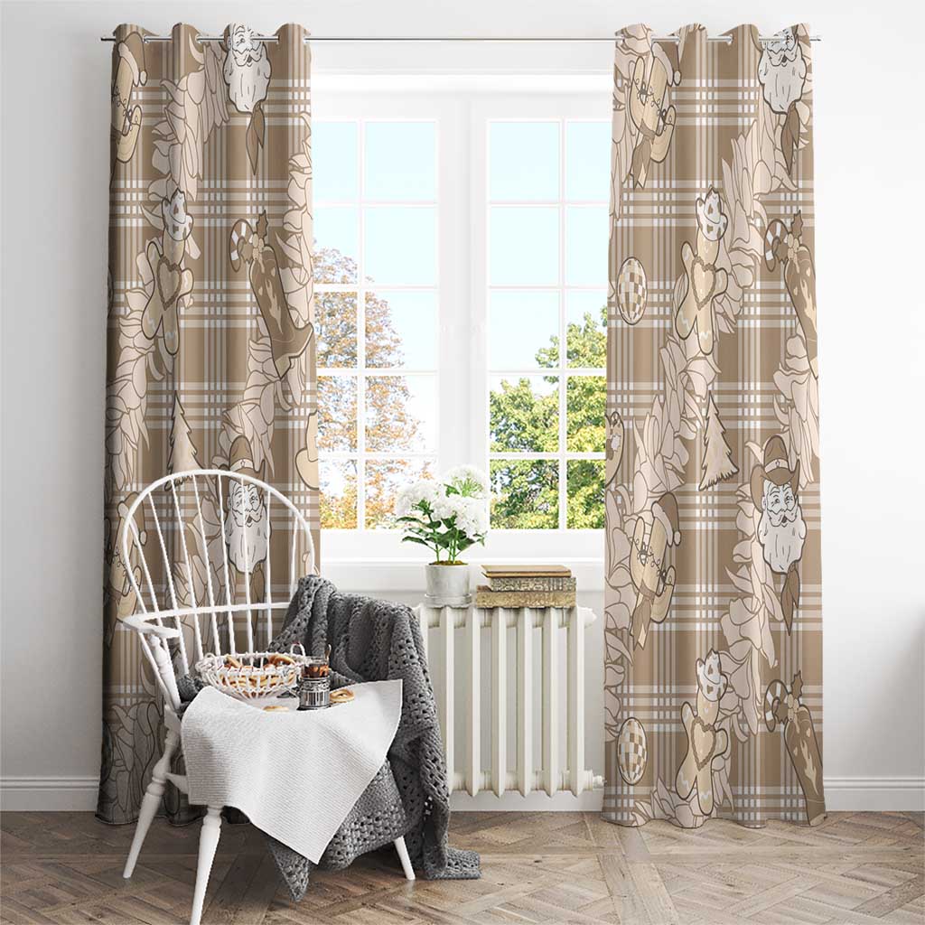 Khaki Palaka Hawaii Cowboy Christmas Window Curtain Paniolo Mix Maile Lei - Polynesian Pride