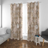 Khaki Palaka Hawaii Cowboy Christmas Window Curtain Paniolo Mix Maile Lei - Polynesian Pride