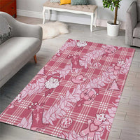 Pink Palaka Hawaii Cowboy Christmas Area Rug Paniolo Mix Maile Lei - Polynesian Pride