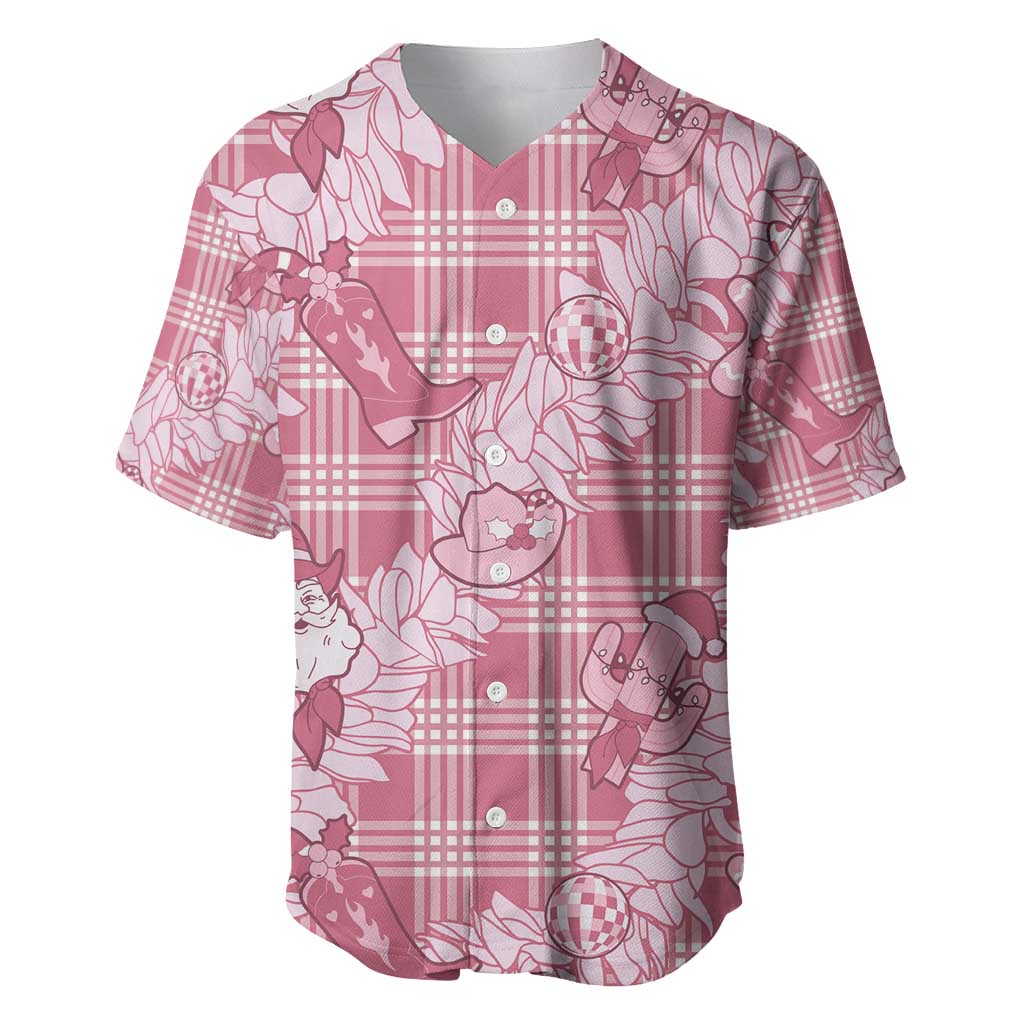 Pink Palaka Hawaii Cowboy Christmas Baseball Jersey Paniolo Mix Maile Lei LT7 Pink - Polynesian Pride