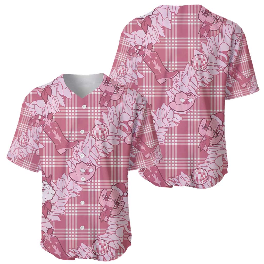 Pink Palaka Hawaii Cowboy Christmas Baseball Jersey Paniolo Mix Maile Lei LT7 - Polynesian Pride