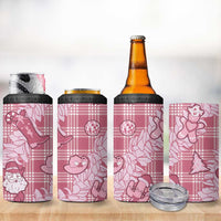 Pink Palaka Hawaii Cowboy Christmas 4 in 1 Can Cooler Tumbler Paniolo Mix Maile Lei - Polynesian Pride