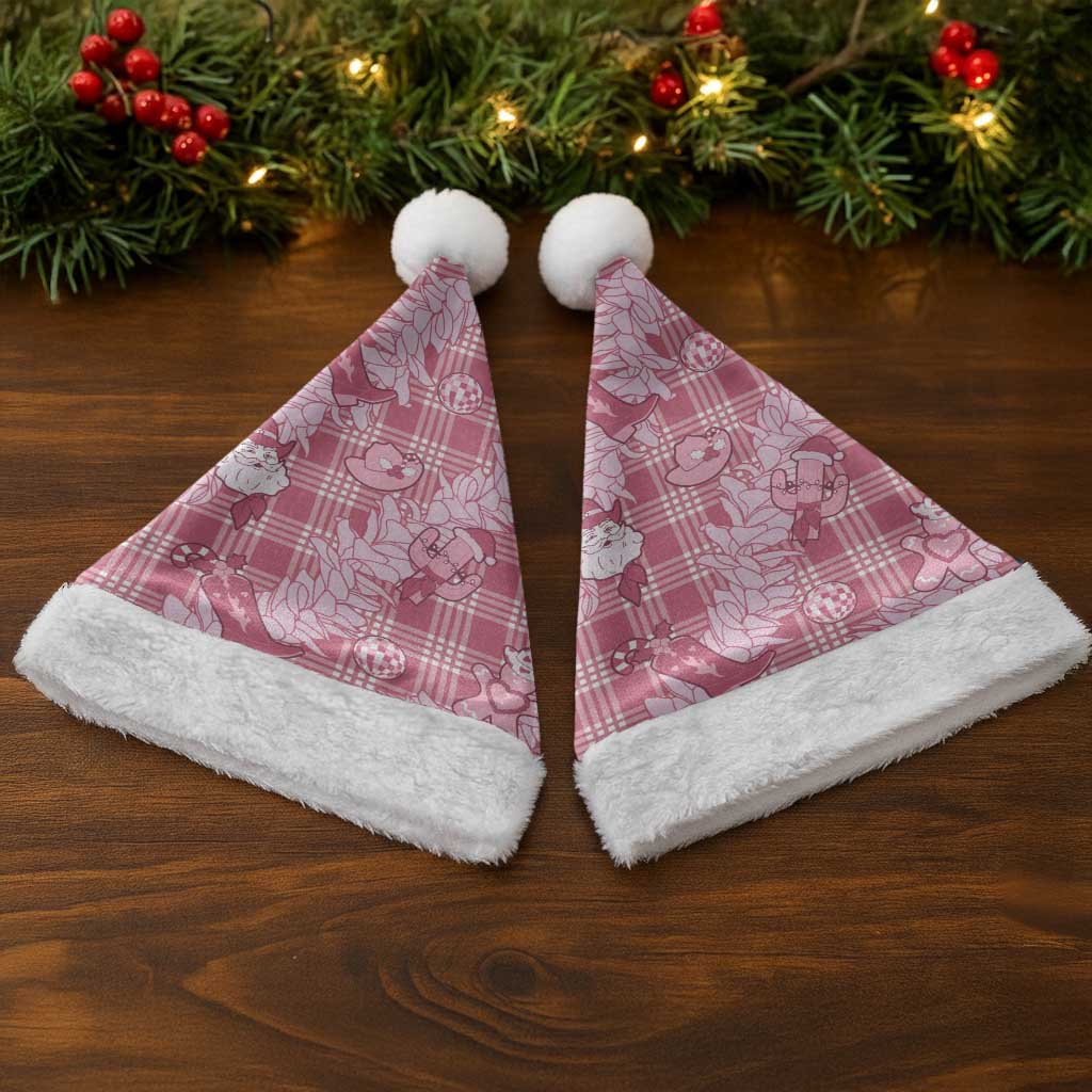 Pink Palaka Hawaii Cowboy Christmas Santa Hat Paniolo Mix Maile Lei LT7 - Polynesian Pride