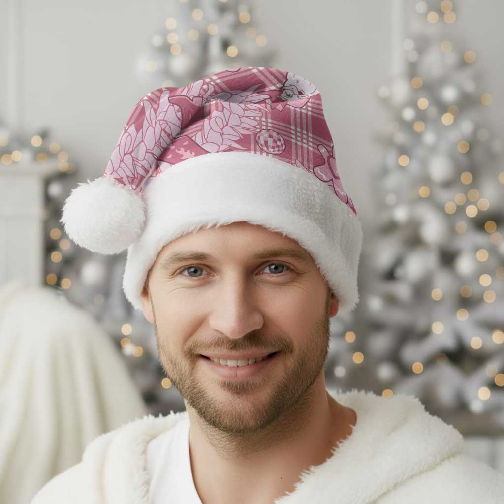 Pink Palaka Hawaii Cowboy Christmas Santa Hat Paniolo Mix Maile Lei LT7 - Polynesian Pride