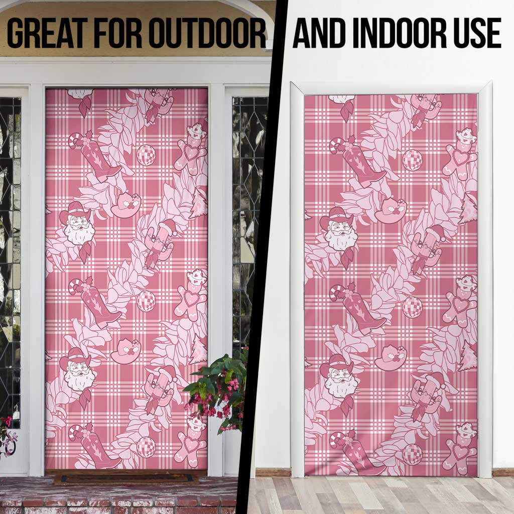 Pink Palaka Hawaii Cowboy Christmas Door Cover Paniolo Mix Maile Lei - Polynesian Pride
