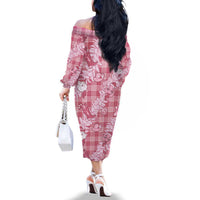 Pink Palaka Hawaii Cowboy Christmas Family Matching Off The Shoulder Long Sleeve Dress and Hawaiian Shirt Paniolo Mix Maile Lei LT7 - Polynesian Pride