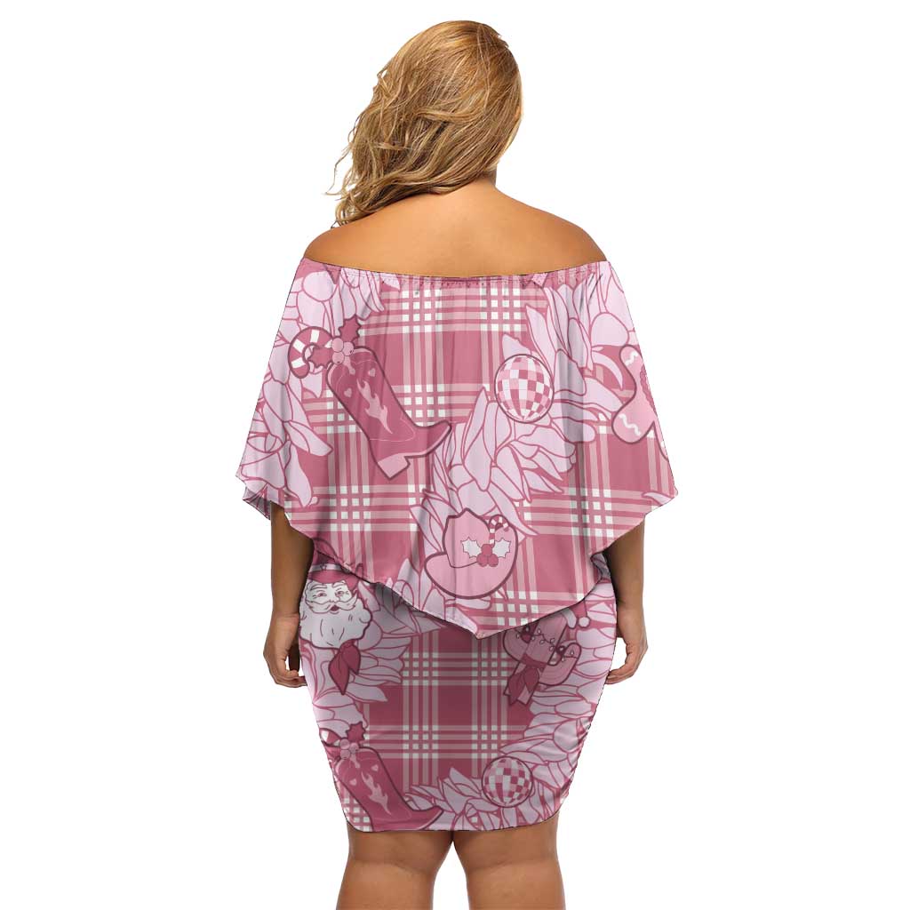 Pink Palaka Hawaii Cowboy Christmas Family Matching Off Shoulder Short Dress and Hawaiian Shirt Paniolo Mix Maile Lei LT7 - Polynesian Pride