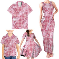 Pink Palaka Hawaii Cowboy Christmas Family Matching Tank Maxi Dress and Hawaiian Shirt Paniolo Mix Maile Lei LT7 - Polynesian Pride