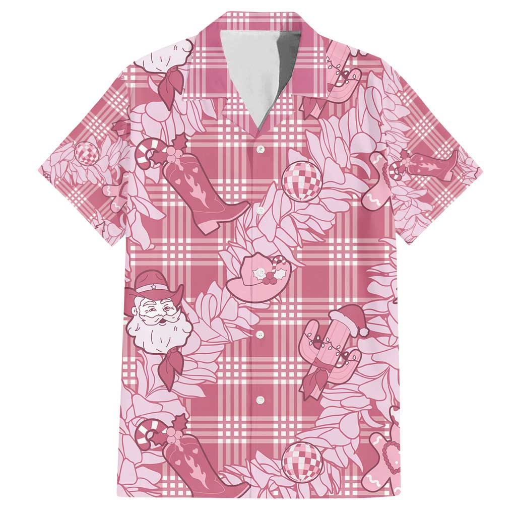 Pink Palaka Hawaii Cowboy Christmas Family Matching Tank Maxi Dress and Hawaiian Shirt Paniolo Mix Maile Lei LT7 Dad's Shirt - Short Sleeve Pink - Polynesian Pride