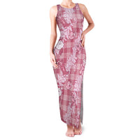 Pink Palaka Hawaii Cowboy Christmas Family Matching Tank Maxi Dress and Hawaiian Shirt Paniolo Mix Maile Lei LT7 Mom's Dress Pink - Polynesian Pride