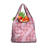 Pink Palaka Hawaii Cowboy Christmas Grocery Bag Paniolo Mix Maile Lei - Polynesian Pride