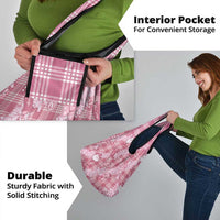 Pink Palaka Hawaii Cowboy Christmas Grocery Bag Paniolo Mix Maile Lei - Polynesian Pride