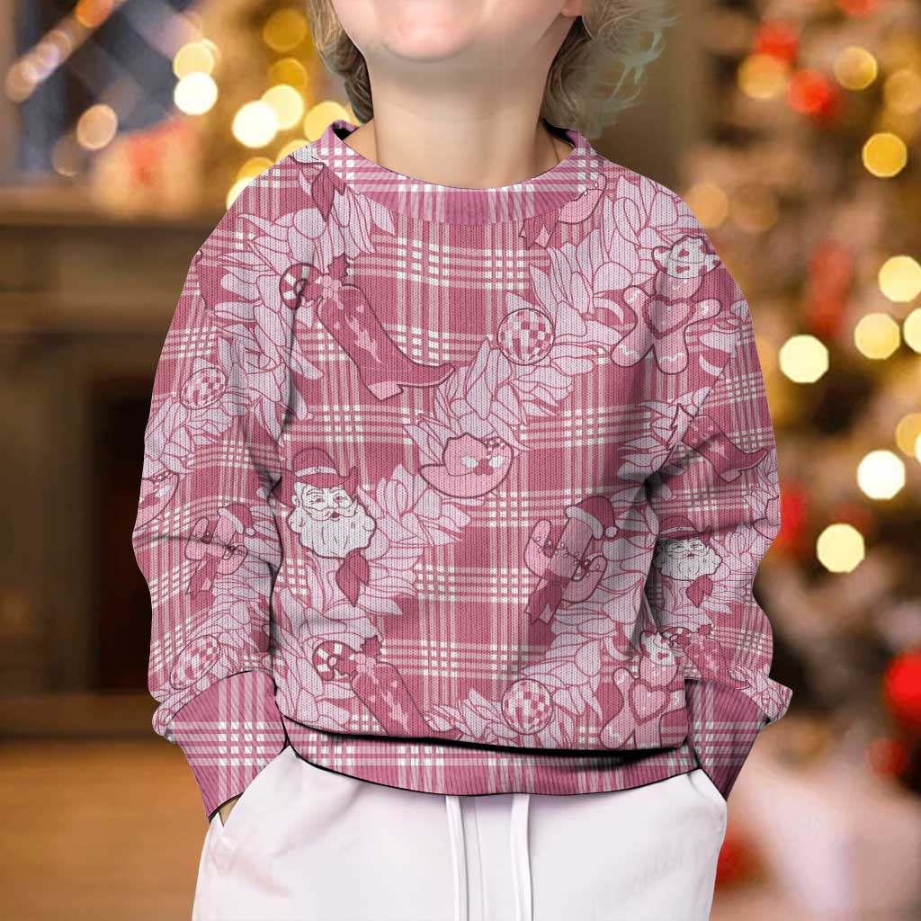 Pink Palaka Hawaii Cowboy Christmas Kid Ugly Christmas Sweater Paniolo Mix Maile Lei LT7 - Polynesian Pride