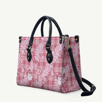 Pink Palaka Hawaii Cowboy Christmas Leather Bag Paniolo Mix Maile Lei - Polynesian Pride