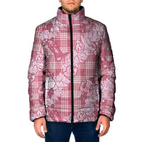 Pink Palaka Hawaii Cowboy Christmas Padded Jacket Paniolo Mix Maile Lei - Polynesian Pride