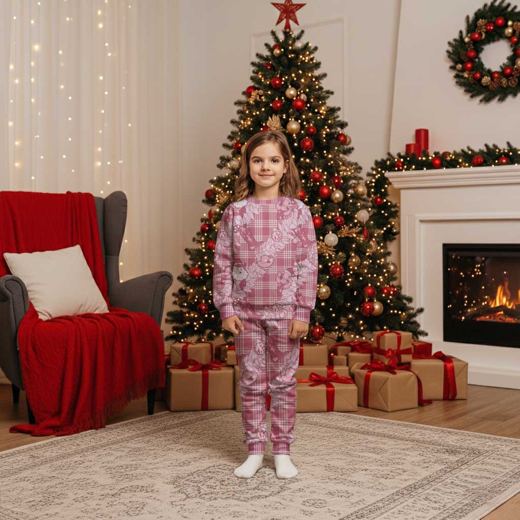 Pink Palaka Hawaii Cowboy Christmas Pajama Set Paniolo Mix Maile Lei - Polynesian Pride